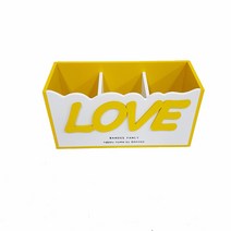 다팜코리아 러브 세칸펜통 펜꽂이 연필꽂이 수납정리 필기구 정리, 옐로우