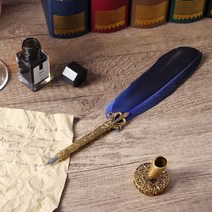 ▶Arianycos◀ Arianycos▶ 만년필다이어리세트 고급선물세트 선물용볼펜, 선택옵션확인▶ 루아 퀼 골드구스 깃털 만년필 세트(네이, 발송상품확인▶