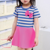 네온줄무늬ops 주니어원피스 여아기모 공주복 드레스 여름의류 바캉스 연주회복 치마