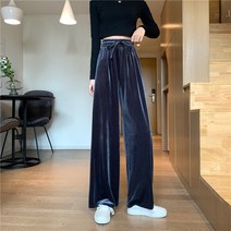 끌리시아 여자 벨벳바지 와이드 밴딩 벨벳 팬츠 FOBL01