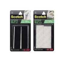 3M 스카치 일반형 탈부착 벨크로 찍찍이 테이프 2.5x9cm 2쌍, 화이트