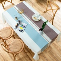 린넨 식탁보 수술 식탁보 배색 식탁보, 투톤(퍼플+블루), 140*220cm