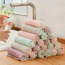 더깔끔 물먹는 벨벳 양면 극세사 주방 요술 행주 랜덤발송, 30장