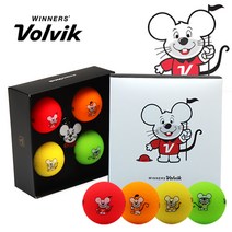 볼빅 비비드 흰쥐 에디션 4구 선물세트 3피스 컬러볼, 혼합색상, 1세트