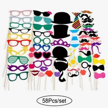10-60pcs diy 사진 부스 소품 재미 있은 마스크 안경 콧수염 립 스틱 생일 신부 웨딩 장식 파티 액세서리, 58개 세트
