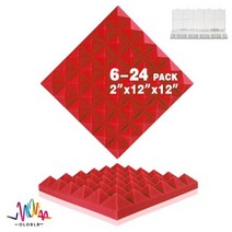 음향사운드디퓨저 방음재 판넬 스피커흡음판 베이스트랩 흡음 방음 103724, High Density_24 Pcs With Tapes, Red
