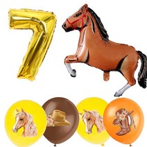 승마복 여아용 스피릿 라이딩 파티 용품 핑크 말 생일 장식 서양 농장 테이블 커버 식기 베이비 샤워, 21 Balloon-6pcs-7