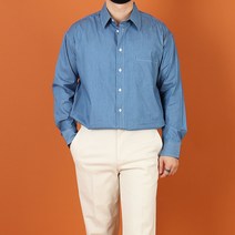 WAC 남자 빅사이즈 네츄럴 오버핏 데님 셔츠 남방