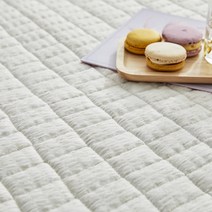 비컨디자인 썸머쿨 삼베시어서커 미끄럼방지 고정밴드침대패드, 내추럴