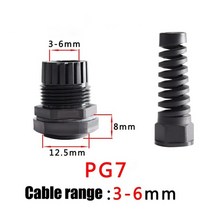 케이블글랜드 5pcs ip68 방수 m12 pg7 pg9 pg11 케이블 씰 슬리브 커넥터 플라스틱 나사 스트레스 보호기 3-6mm 안티 벤딩, pg7black