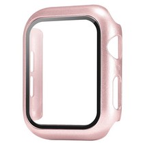 애플워치 호환 풀커버 케이스 2 인 1 강화 유리 + 시리즈 8741mm45mmiWatch SE 654321 용38mm40mm42mm44mm 스마트 와치 액정 보호, 40mm, 07 Bright Pink