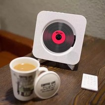 휴대용 CD 플레이어 Player 음악 감상 벽 장착형 서라운드 사운드 fm 라디오 블루투스 usb mp3 디스크 음악 원격 제어 스테레오 스피커 홈, EU 플러그가있는 흰색