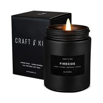 남성용 향초 | 우드 바닐라 캔들 가정용 홀리데이 위키드 블랙 병, 노변.