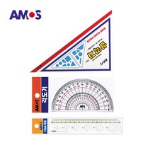 AMOS 각도기+삼각자+15cm 직자 세트, 10세트
