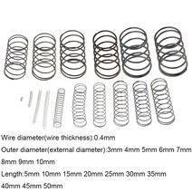 인장스프링 스텐인장스프링 금형 10PCS 0.4*3 4 5 6 7 8 9 10mm * 5-50mm 스프링 스틸 소형 압축 릴리스 기계식 리턴 압력 OD 3mm 4mm, 35mm|0.4mm|4mm