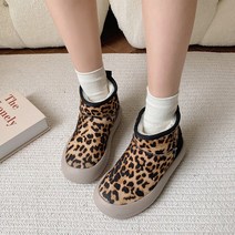 털단화 여자신발 Women Chelsea Boots Snow Warm Shoes Platform Flats Winter Suede Ankle Sports Goth Walking R
