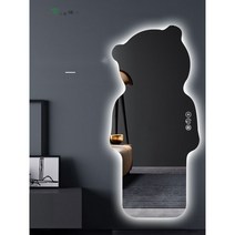 전신거울 곰돌이 특이한 피팅룸 LED 조명 드레스룸 대형 벽걸이 이동식거울 스마트 매장, 완제품, 안전포장, 60x130cm듀얼스위치3색전환시간