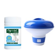 100pcs Swimming Pool Cleaning Tablet Floating Chlorine Hot Tub Chemical Dispenser Cleaner Effervesce, 01 1 set