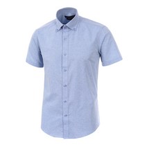 로베르따디카메리노 남성 여름 링클프리 버튼다운 솔리드 셔츠 반소매 슬림핏