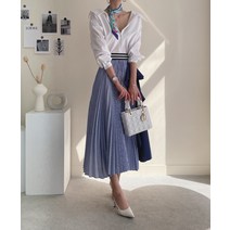 더끌레르 / 라붐 스트라이프 배색 플리츠스커트 - 2color