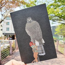 우리일쌍 전통민화 봉 위의 매 흑색 디자인 엽서 한국적인 분위기 선물 굿즈 (5351454)
