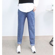 프린세스걸 스타일 홀릭 절개 배기 밴딩 데님 팬츠/루즈핏 빈티지