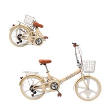 접이식 미니벨로 자전거 출퇴근 마실용 여성 접는 입문용, 16인치, 바닐라 마그네슘 휠 충격흡수