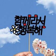 빅토리아데코 새해토퍼 크리스마스 신혼 가족 여행토퍼 피켓 투명 부채토퍼 케이크토퍼 메세지픽 제작, 1개, 여행토퍼_A-304-2-함께라서행복해(색지작업)