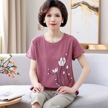 스타일리쉬 중노년층 여성의류 마담 엄마옷 반팔 상의 얇은 중년 미시 여름옷 서양식 2393659273