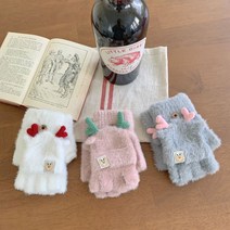 (당일출고)[루돌프 니트 장갑 3컬러] 핸드워머 벙어리장갑 여자 앙고라 장갑 크리스마스 선물 여친 우정템 손가락 스마트폰터치 반장갑