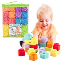 돌아기블럭 실리콘 말랑 블럭 24PCS 쌓기블럭 블럭놀이