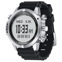 NORTH EDGE 남자 다이빙 디지털 시계 스쿠버 NDL (No Deco Time) 화웨이 안드로이드 IOS 용 50M 고도계 나, 01 WHITE