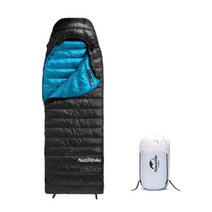 네이처하이크 동계 캠핑 거위털 구스 침낭 경량 다운 겨울 이불, 중형 M, 블랙