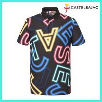 까스텔바작 남성 네온 빅로고 패턴 카라 반팔 티셔츠_01BGBMTS221BK