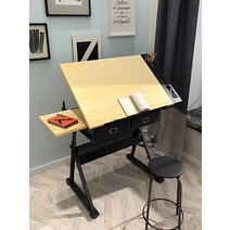 웹툰 드로잉 책상 경사있는 테이블 디자이너 작업대, 클래식라이트와 스툴로 들어올릴 수 있음