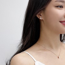 피엔에스갤러리 브릴리언트 크리스탈 파티나 핑크골드 탄생석 귀걸이 목걸이 세트 EN024