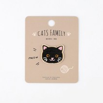 캐릭터 고양이 와펜 패치 열접착 가방 브로치 자수 옷수선 리폼, 검은 고양이