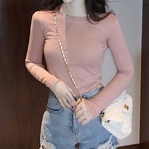 슈썸 신축성 좋은 베이직 긴팔 여성 라운드티 LKT217