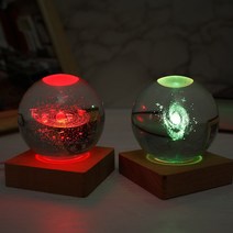 플라네타륨 천체투영기 우주 조명 무드등 3D 태양계 크리스탈 볼 램프 7cm 나무 베이스 포함 야간 조명 6 가지 색상 변경 빛 은하수 갤럭시, Solar system+CN