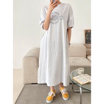 시원한 코튼 면 핀턱 소매 반팔 티셔츠 롱 원피스 (3color)