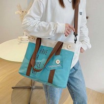 ㅣ써니77ㅣ여성 패션 캔버스백 단추 포인트 레터링 에코백 가방