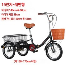 성인 세발자전거 어르신 노인 자전거 효도 선물, 단일사이즈, H