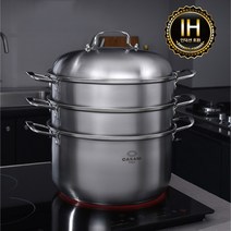 까사니 쿠치나 IH 3단 스티머 고구마 이유식 킹크랩 찜기 찜솥 찜통 찜냄비, 32cm