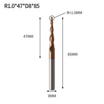 정밀 가공 밀링 커터 Augt hrc60 테이퍼 볼 코 엔드 밀 텅스텐 솔리드 카바이드 cnc 목재 금속 rrouter 비트 3.175mm 4mm 6mm 8m, R1X47XD8X85L