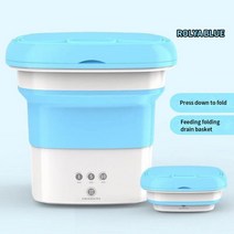 미니짤순이 휴대용 미니 접이식 세탁기 빨래판 의류 양말 속옷 기숙사 세탁 청소 배수 바구니, Blue-EU