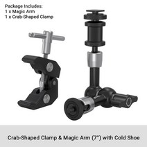모니터 받침대 듀얼 모니터암 SmallRig Clamp w/ 1/4 "및 3/8" 나사 및 9.5 인치 조정 가능한, 03 7 inches Kit 1497B