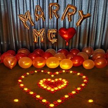 [꽃면사포] 프로포즈 신혼집 호텔 셀프 출장 촛불 풍선 프로포즈용품 결혼 기념일 여자친구 프러포즈 답프로포즈 러브헌터 LED 전자초세트, 02. 전기초 하트 SET01-1