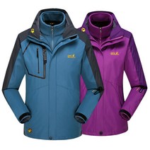 WFY-JTN 남여 추동 바람막이후드점퍼 커플등산복 투피스 내피 및 외피자켓 분리형 2종 방수방풍 등산복 아웃도어점퍼