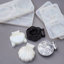 장미 조개 손거울 실리콘 몰드 레진아트 레진공예 DIY, 조개몰드+거울2개