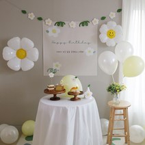[파티조엘] 데이지 파티세트_생일파티 백일상 돌상 데이지현수막 풍선 가랜드, 백일용, 중형(90cmx90cm)